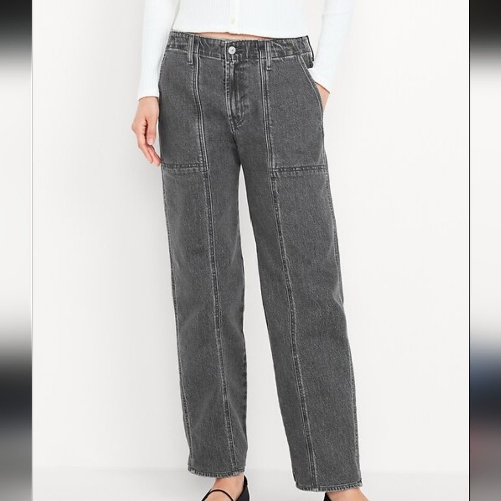 Old Navy Mid-Rise Boyfriend Loose Utility Jeans